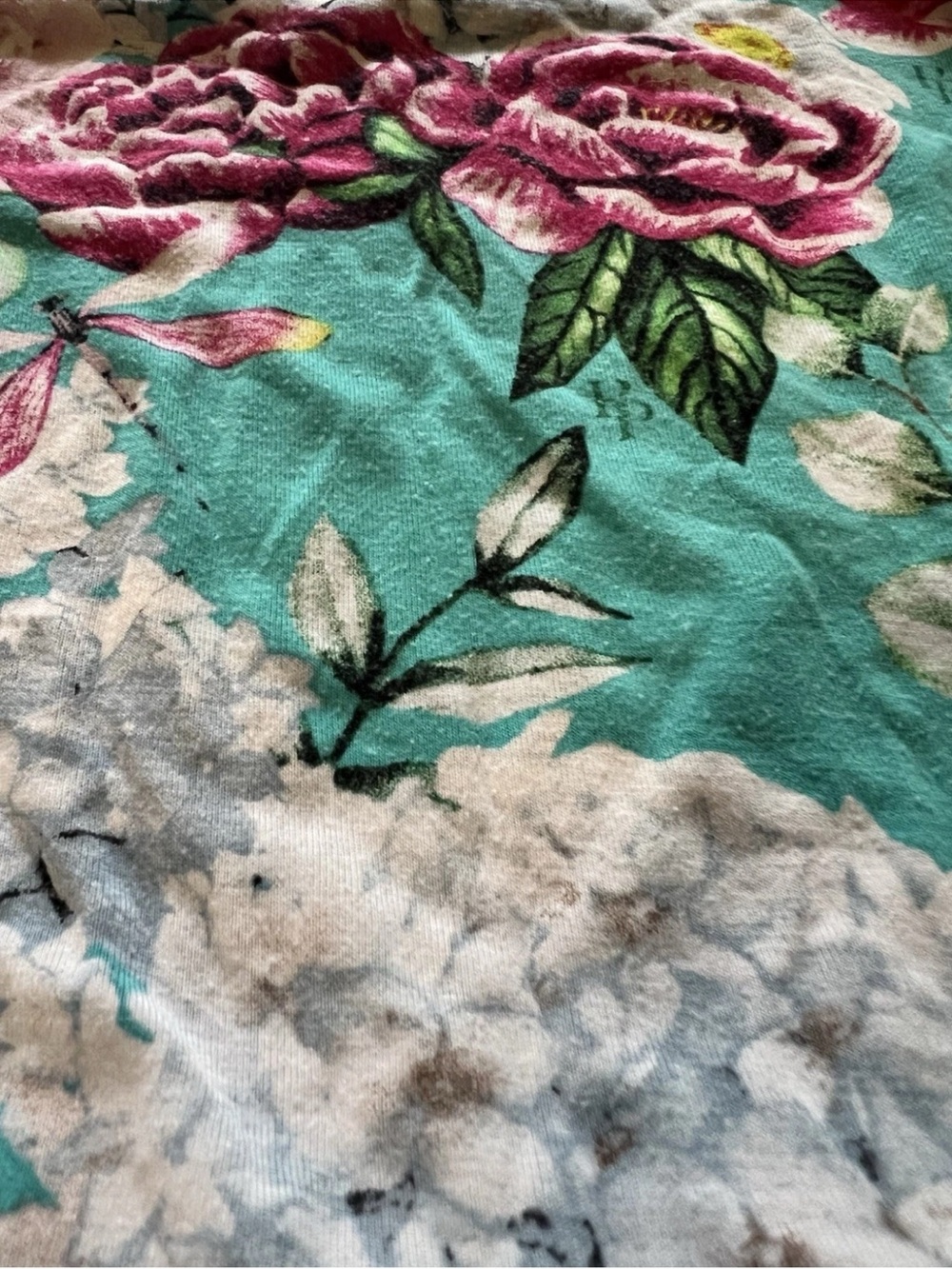 Posh Peanut Teal Floral Pajama Set with Pink Rose Print - Picture 2 of 7
